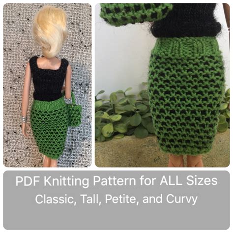 Curvy Barbie Clothes Pattern For Knit Checked Skirt Etsy Canada