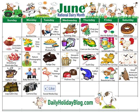 June Holidays Calendar Pinterest