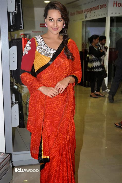 Bollywood Actress Saree Collections Bollywood Actress Sonakshi Sinha In Red Saree At R Rajkumar