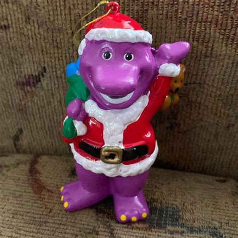 Kurt Adler Holiday 4 Happy Barney In Santa Suit With Ts