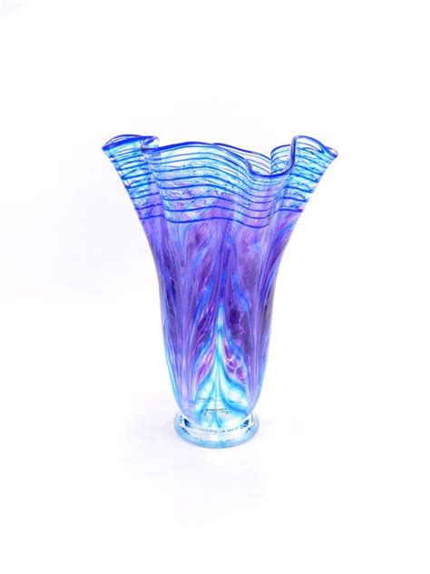 Large Hand Blown Glass Vase Art Glass Vase Purple Etsy Hand Blown Glass Glass Art Art
