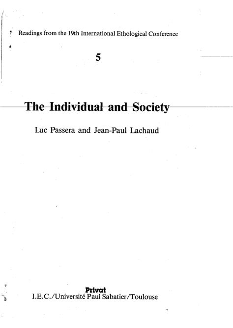 Pdf The Individual And Society