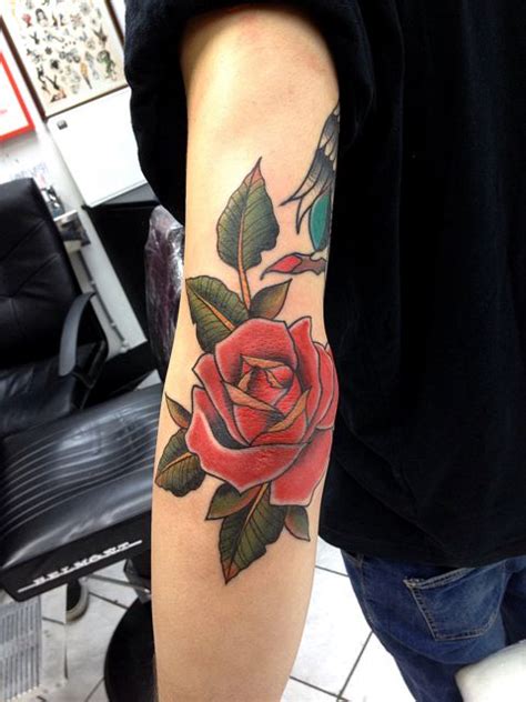 25 Best Fresh Rose Elbow Tattoo Images On Pinterest