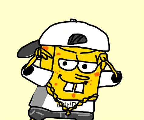 gangster spongebob with a gun drawing