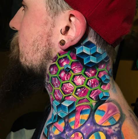2x2 ($21 usd), 3x3 ($23 usd), 4x4 ($25 usd), 5x2 ($25 usd). Geometric Space Neck Tattoo | Best tattoo design ideas