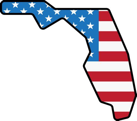 Outline Drawing Of Florida State Map On Usa Flag 22130284 Png