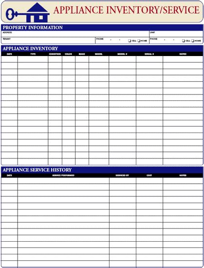 However, they may be quite confusing to work with, firstly, because. Appliance Inventory/Service Log | Lease Agreements ...