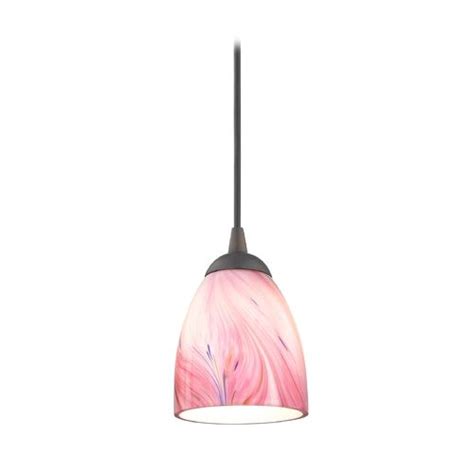 Design Classics Lighting Modern Mini-Pendant Light with Pink Art Glass