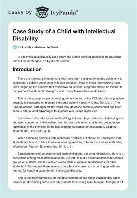 Case Study On Intellectual Disability