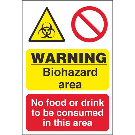 Warning Biohazard Area No Food Or Drink Workplace Safety Signs