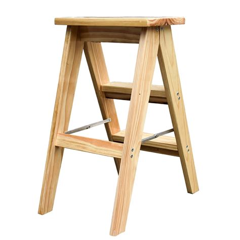 Folding Solid Wood Step Stool Household Simple Portable Stool Thicken