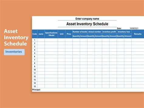 Excel Of Asset Inventory Schedulexlsx Wps Free Templates
