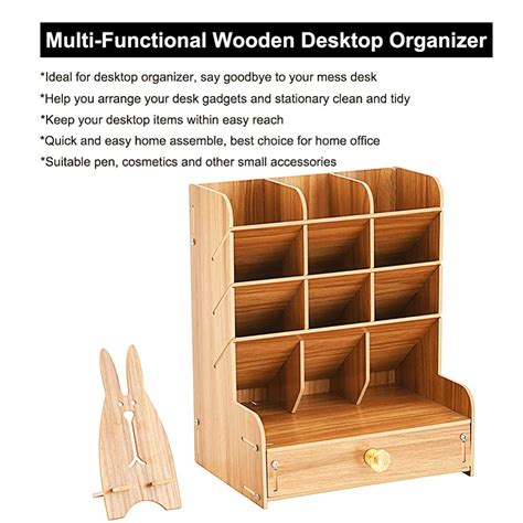 Amazonsmile Marbrasse Wooden Desk Organizer Multi Functional Diy Pen