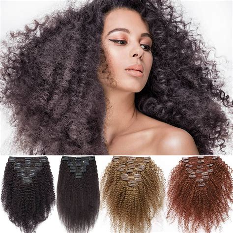 Sego Kinky Curly Clip In Real Hair Extensions Human Hair For Women Afro