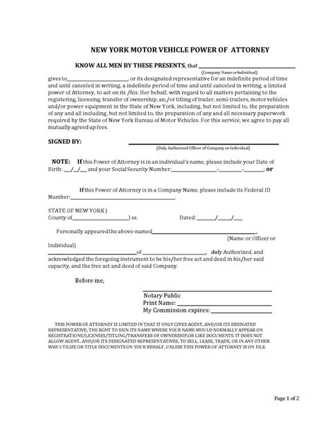 Free New York Power Of Attorney Forms Types Pdf Word