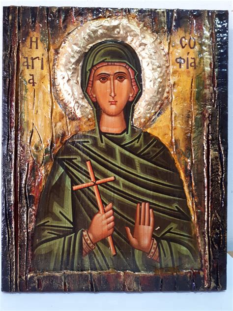 St Sophia Sofia The Martyr Icon Rare Byzantine Greek Orthodox Antique