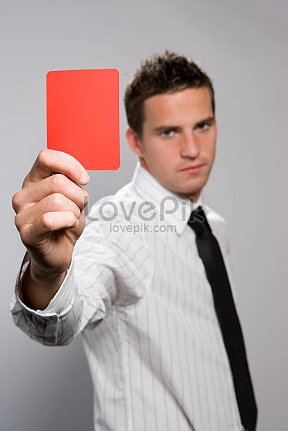Businessman Holding Red Card Picture And Hd Photos Free Download On