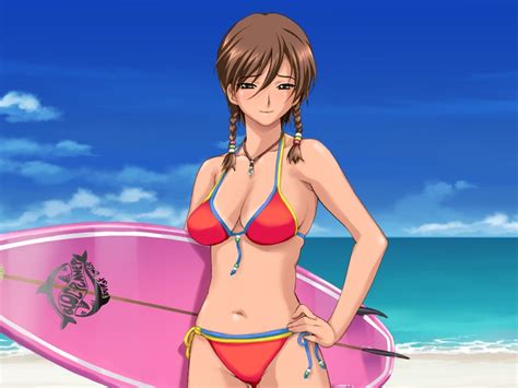 Happoubi Jin Kuouzumi Mika Resort Boin Game Cg Non Web Source 00s 1girl Beach Bikini