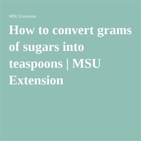 However, as a gram is a measure of mass or weight, so. How to convert grams of sugars into teaspoons | Gram of ...