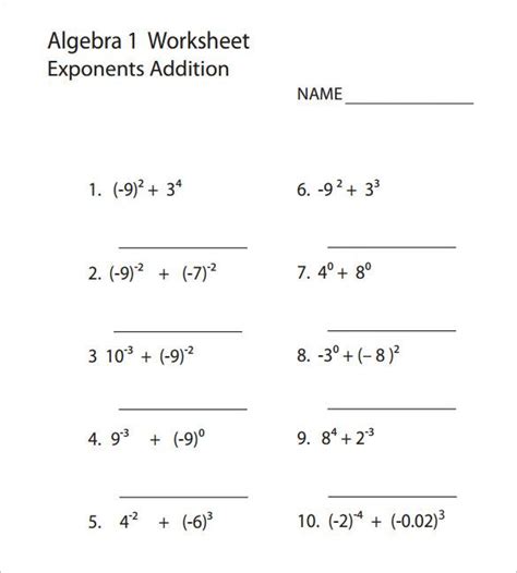 Basic College Math Worksheet