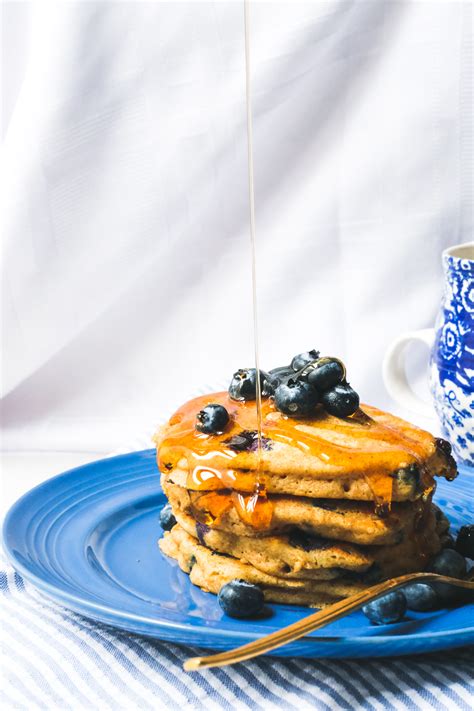 Single Stack Whole Wheat Blueberry Pancakes Kiersten Hickman