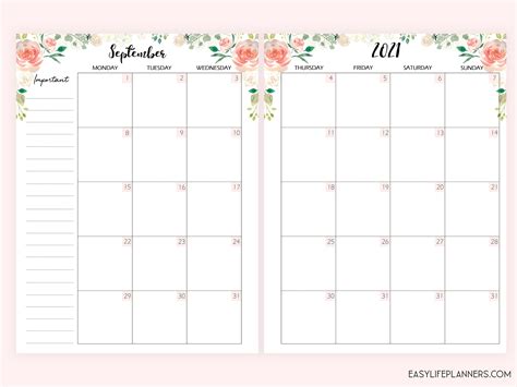 2021 Monthly Planner Pages Editable Planner Mo2p Monthly Layout Made