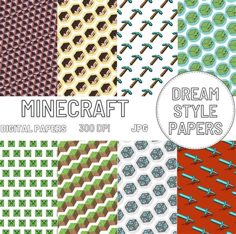 Digital Papers Minecraft Instant Download Craft Paper Etsy