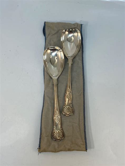 Vintage Sheffield England Silver Plate Serving Salad Tongs Spoons With