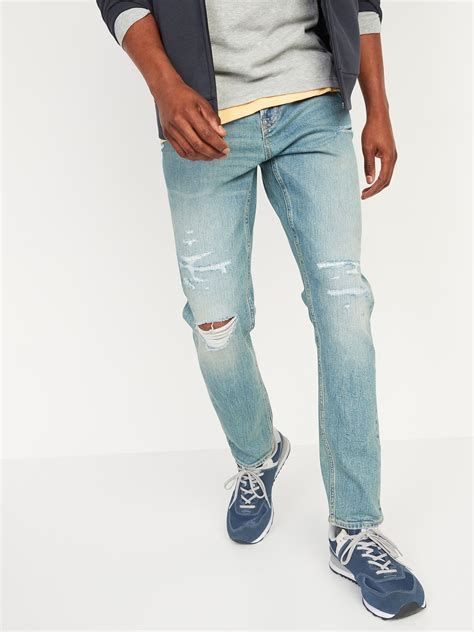 Relaxed Slim Taper Built In Flex Ripped Jeans For Men Old Navy