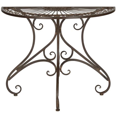 Safavieh Annalise Outdoor Rustic Brown Iron Round Outdoor Accent Table