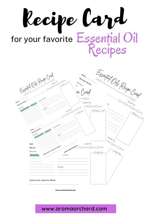 Printable Essential Oil Recipe Card Essential Oil Printable Etsy