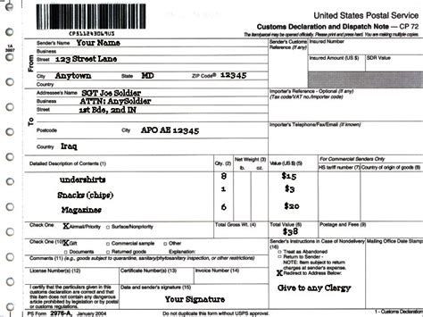 Customs Declaration Form Usps Declaration Form