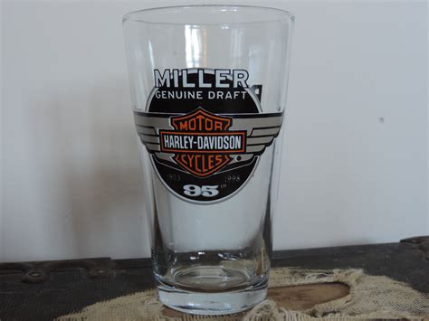 Harley Davidson Miller Genuine Draft Beer Glass Yrs Etsy