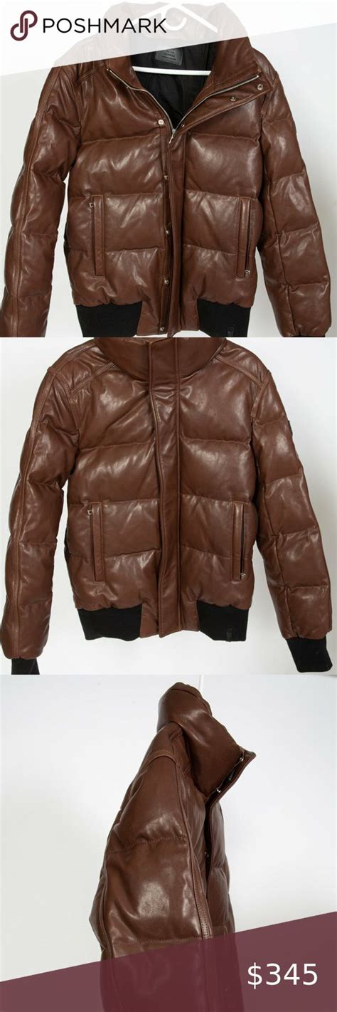 Rudsak Bailey Mens Down Leather Puffer Jacket S Leather Puffer