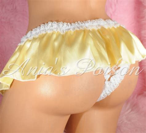 Anias Poison Unisex Open Crotch Crotchless Butterfly Satin Ivory Sissy