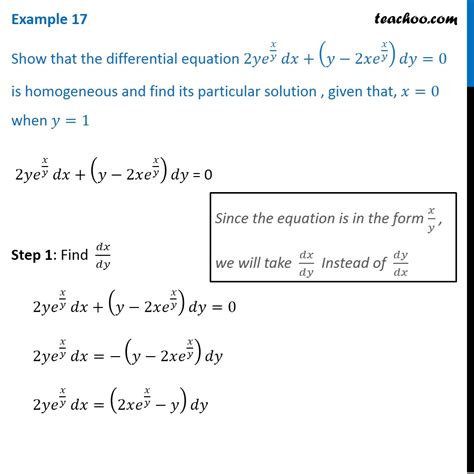 example 17 show 2y e x y dx y 2x ex y dy 0 particular