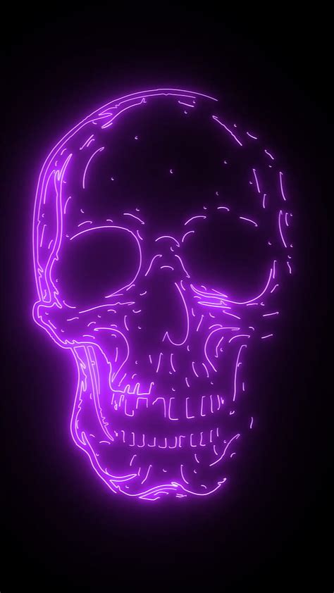 1366x768px 720p Free Download Purple Skull Ii Colourful Light Neon Hd Phone Wallpaper