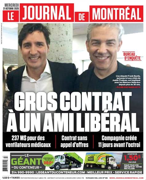 Periódico Le Journal De Montréal Canadá Periódicos De Canadá Toda La Prensa De Hoy