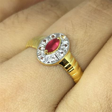 Natural Red Ruby Ring 14k Gold Ring Ruby Marquise Ring Etsy