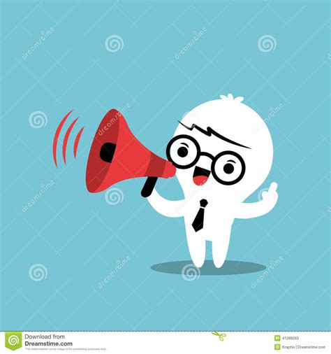 Business Cartoon Character With Megaphone Make An Announcement Stock