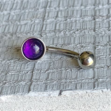 Amethyst Belly Button Ring316l Surgical Etsy