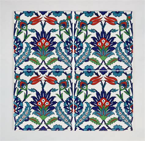 X Handmade Floral Design Turkish Iznik Ceramic Wall Tile Ottoman Cini