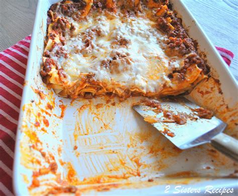 Easy Meat Lasagna With No Boil Noodles Lightened 2 Sisters Recipes By Anna And Liz
