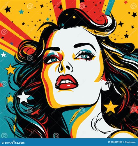 Modern Pop Art Fashion Illustration With Exaggerated Facial Expressions Stock Illustration