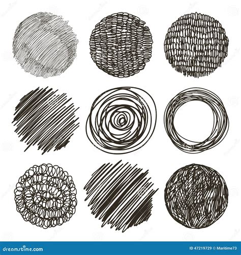 Vector Set Of Hand Drawn Circles Sketch Set Of Textures Elements For
