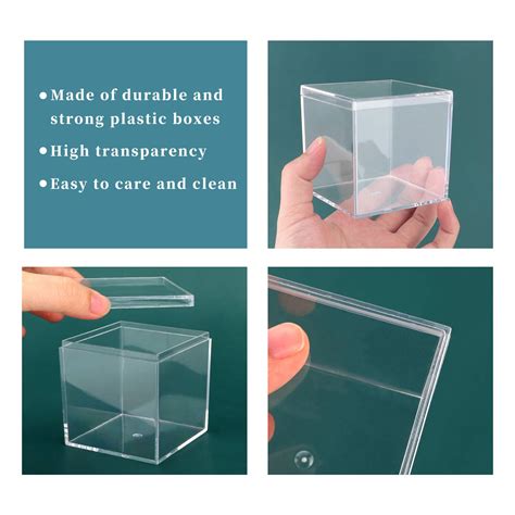 Dedoot Clear Acrylic Box With Lid Clear Acrylic Plastic Square Cube 4