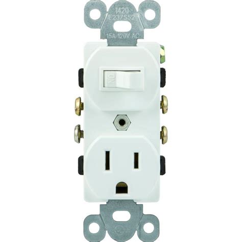 Power outlet and light switch. GE All-in-One Toggle Switch and Single Pole Outlet, White ...