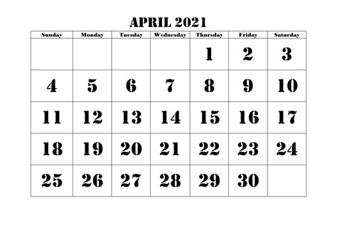 Free April Calendar 2021 Printable Pdf Word Excel A4 Letter Page