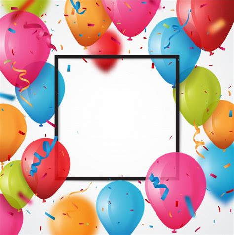 Balão De Aniversário Colorido Com Fundo De Confete Vetor Premium