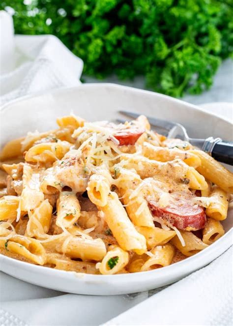 The bell peppers and garlic are then added. This Cajun Chicken Pasta is creamy, cheesy, loaded with ...
